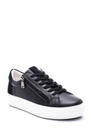 Women's Leather Zipper Detailed Sneaker | Derimod