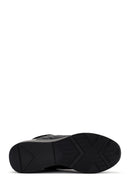 Women's Black Lace-Up Wedge Heel Leather Sneakers | Derimod