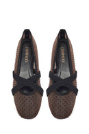 Woman Brown Patterned Fabric Ballet Flats | Derimod