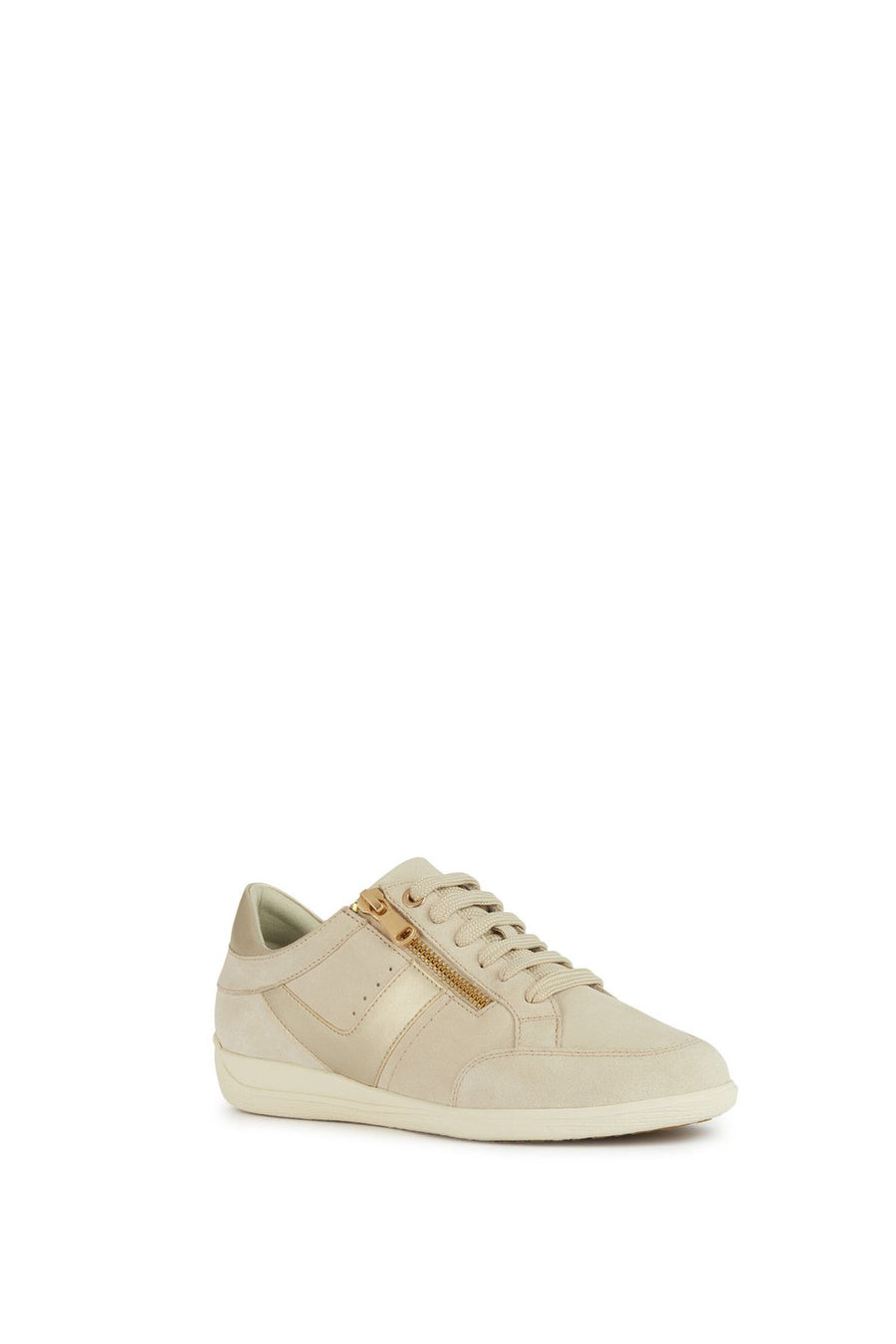 Geox Women's Beige Myria Lace-up Leather Sneaker