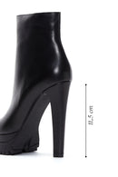 Women's Black Zippered High Heel Leather Boots | Derimod
