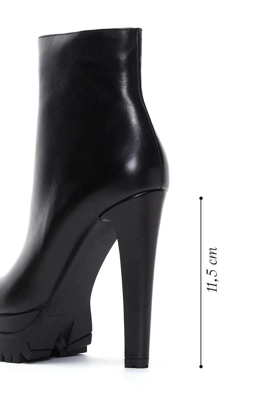 Women's Black Zippered High Heel Leather Boots