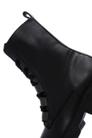 Women's Black Leather Zippered Boots | Derimod