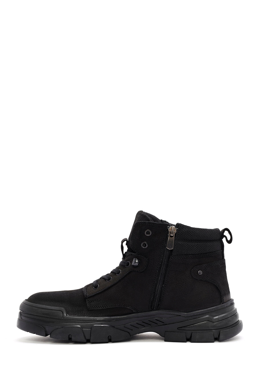 Men's Black Zippered Casual Nubuck Leather Boots