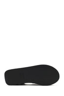 Women's Black Ankle Strap Wedge Heel Leather Sandals | Derimod