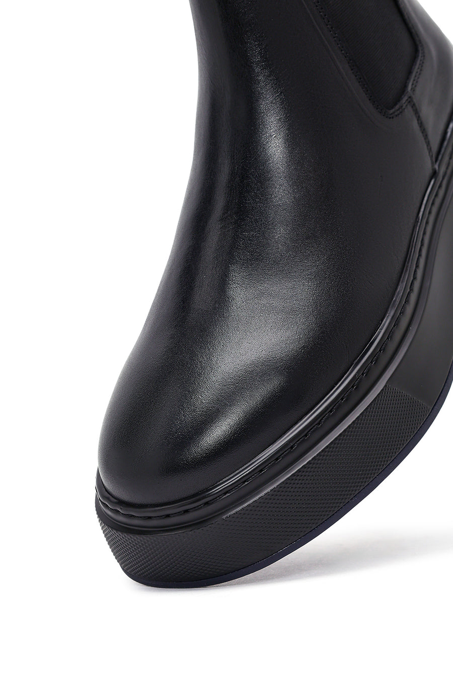 Men's Black Thick Sole Leather Chelsea Boots