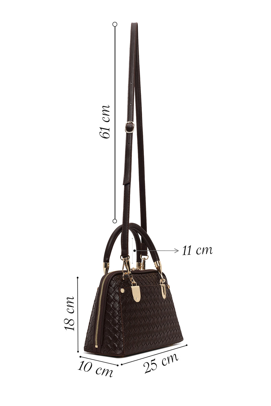 Woman Brown Long-Strap Knitted Classic Shoulder Bag