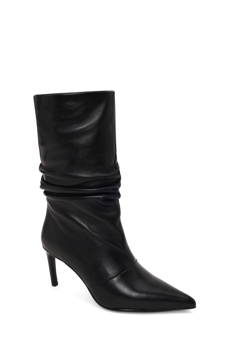 Woman Black Thin High-Heeled Leather Boots