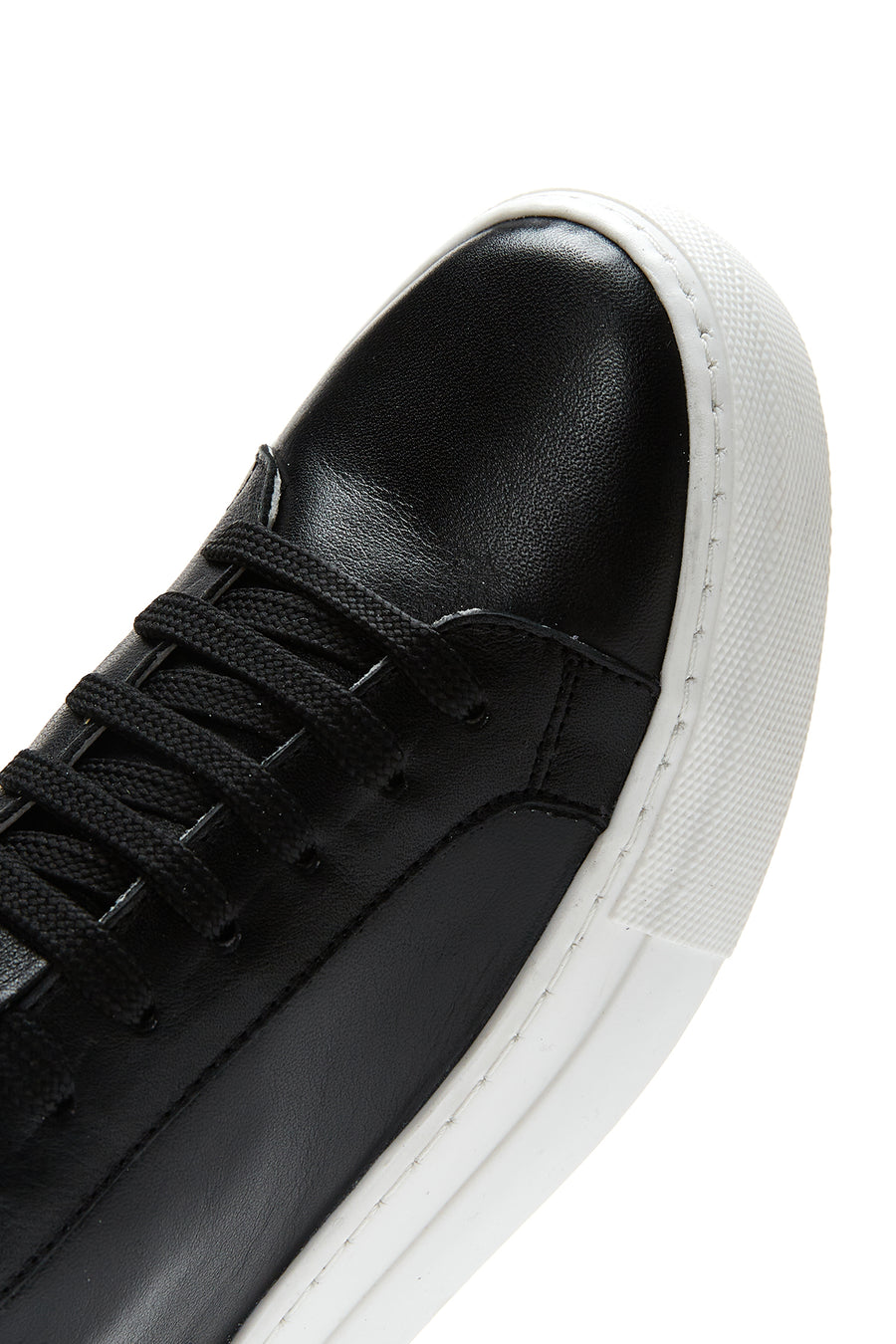 Women's Black Lace-Up Leather Sneaker