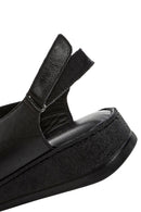 Women's Black Thick Soled Leather Comfort Sandals | Derimod