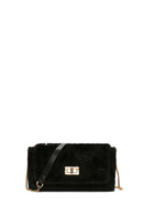 Women's Black Long Strap Plush Crossbody Bag | Derimod