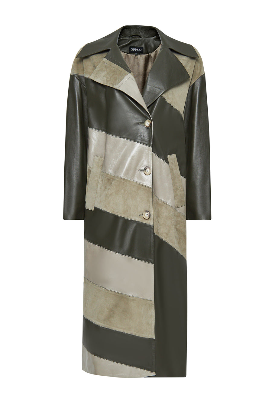 Shakira Women's Green Double-breasted Leather Trench Coat