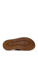 Woman Beige Buckled Thick-Soled Leather Sandal | Derimod