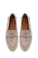 Kadın Bej Süet Deri Maskülen Loafer | Derimod