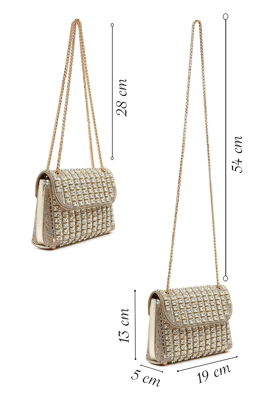 Women's Gold Chain Strap Embellished Evening Bag