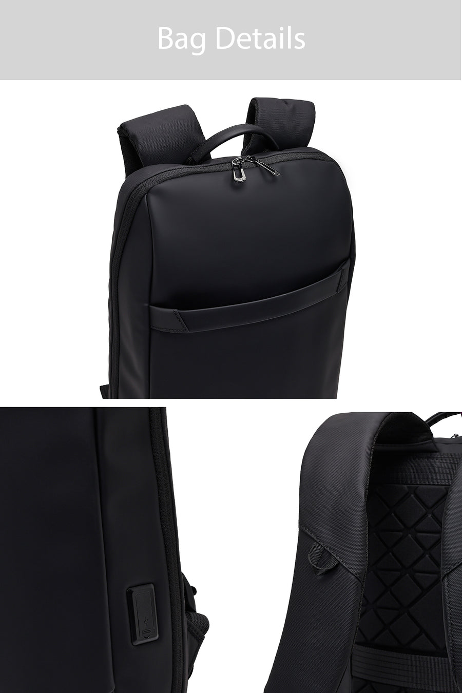 D-Pack Unisex Black Technological Fabric Backpack