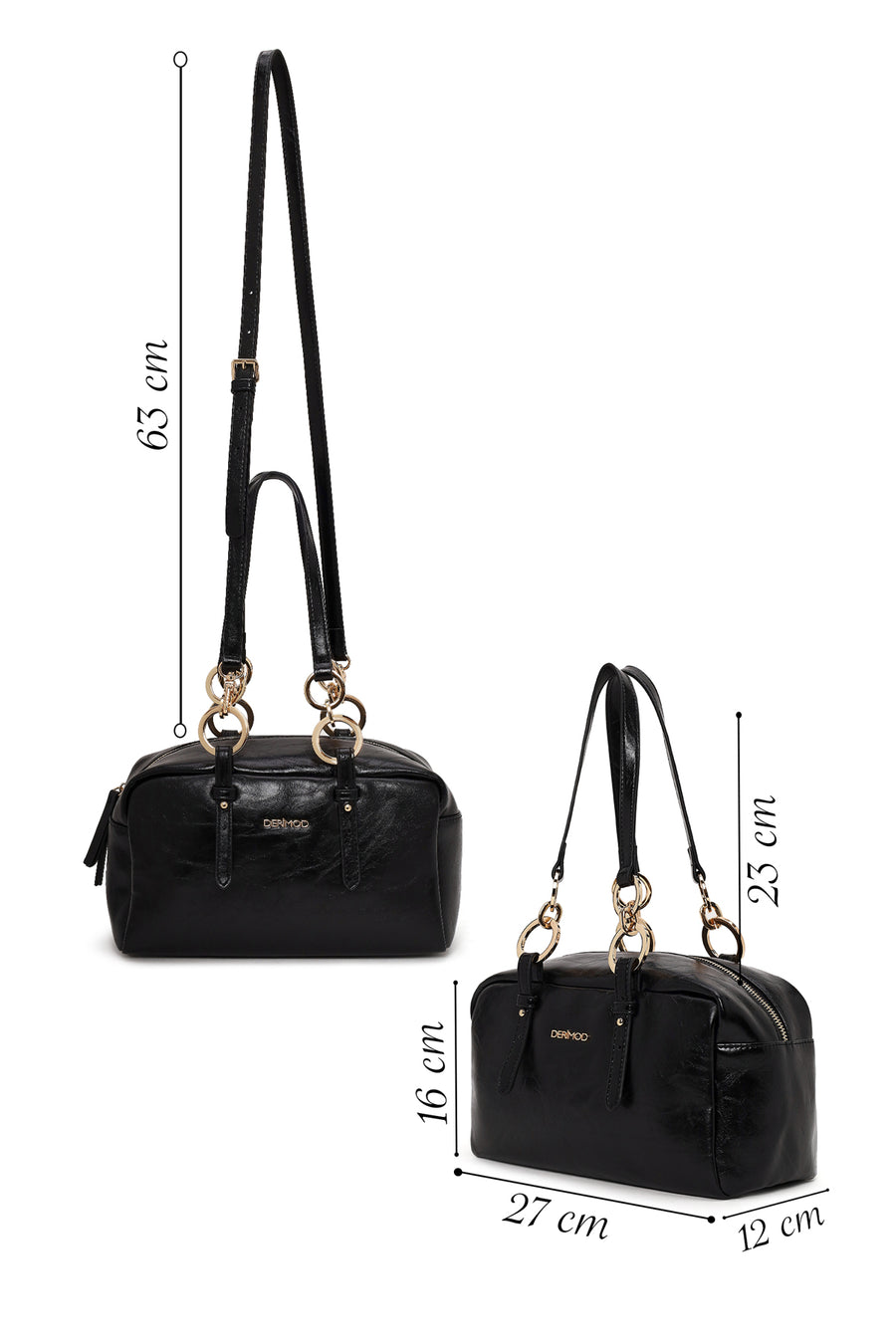 Woman Black Long-Strap Shoulder Bag