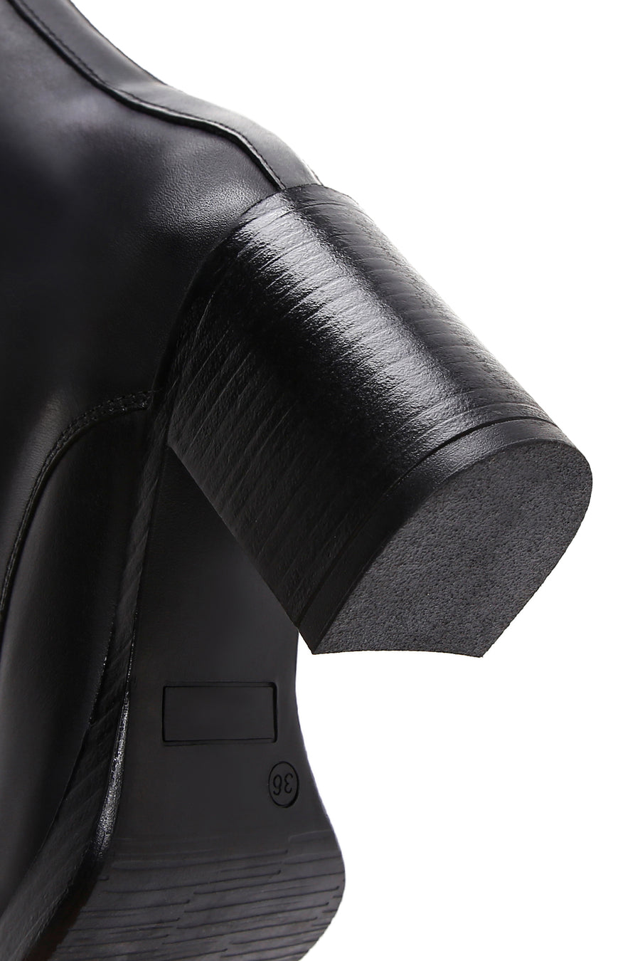 Women's Black Leather Heeled Boots
