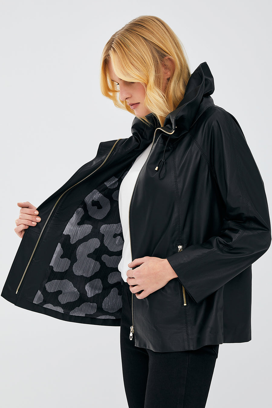 Felicita Kadın Siyah Oversize Deri Ceket