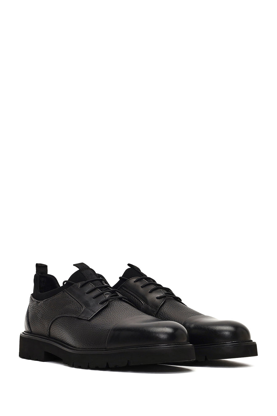 Men's Black Lace-Up Leather Casual Shoes