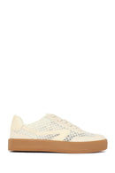Women's Beige Lace-up Fabric Sneaker | Derimod