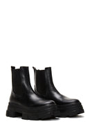 Women's Black Chunky Leather Chelsea Boots | Derimod