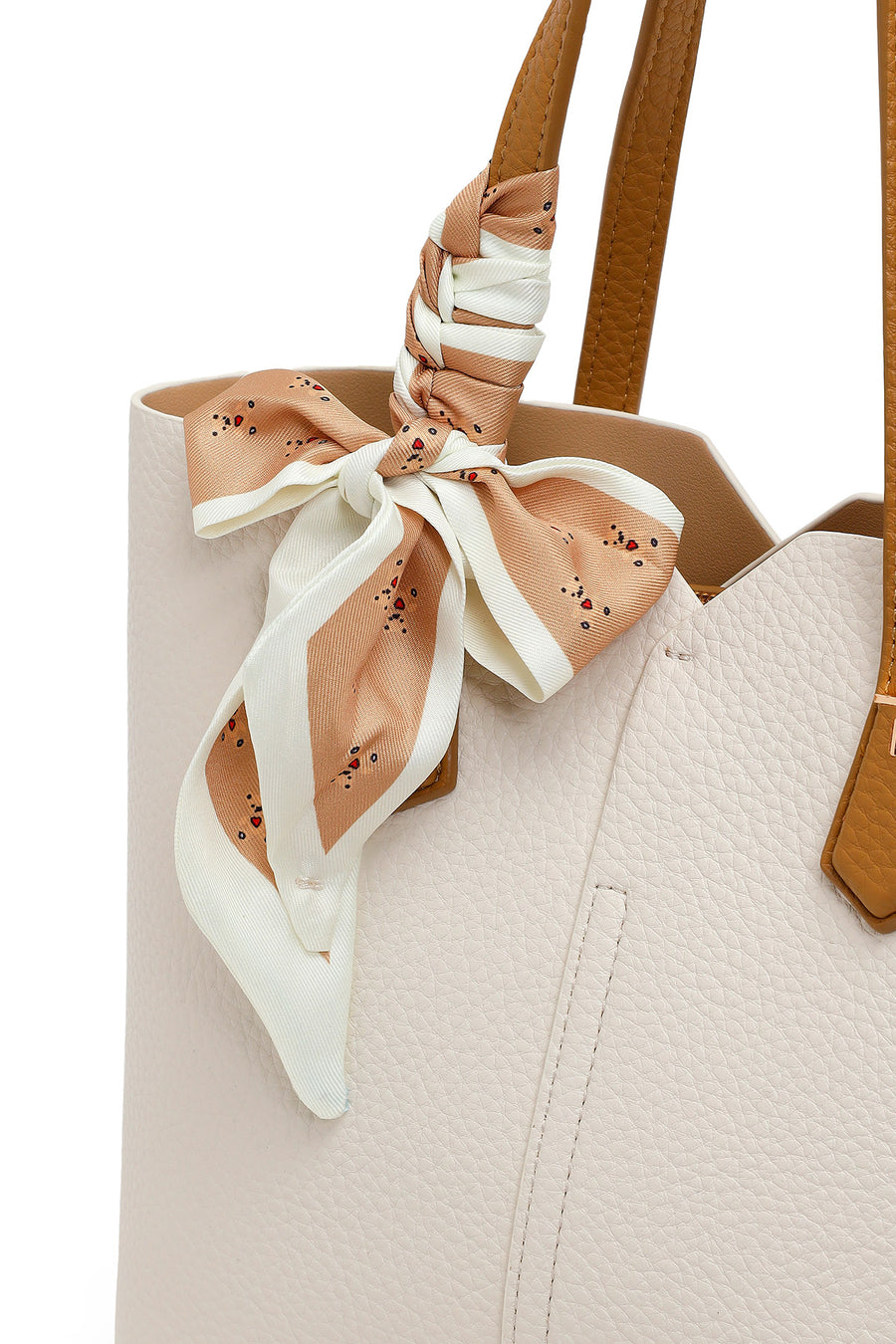 Woman Cream Long-Strap Shoulder Bag