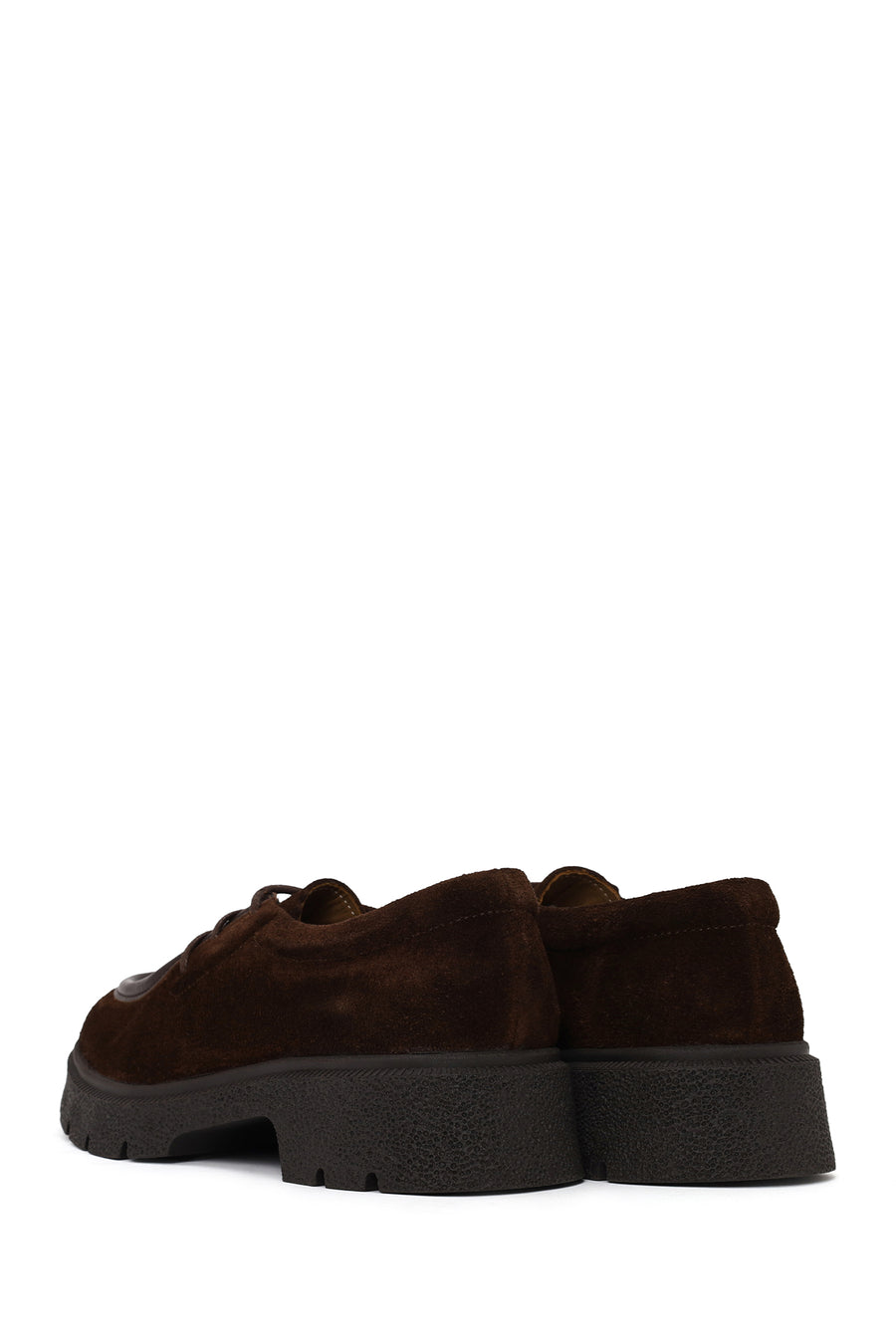 Woman Brown Lace-Up Thick-Soled Suede Casual Shoes