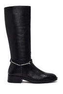 Women's Black Leather Boots with Accessories | Derimod