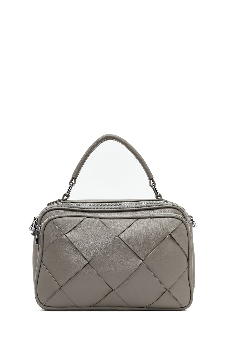 Women's Grey Long Strap Knitted Shoulder Bag