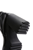 Woman Black Zip Closure Thick-Heeled Leather Boots | Derimod