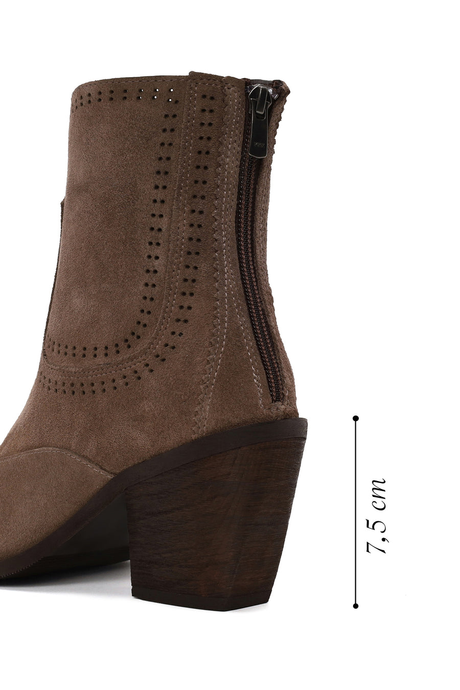 Woman Mink Zip Closure Thick-Heeled Suede Boots