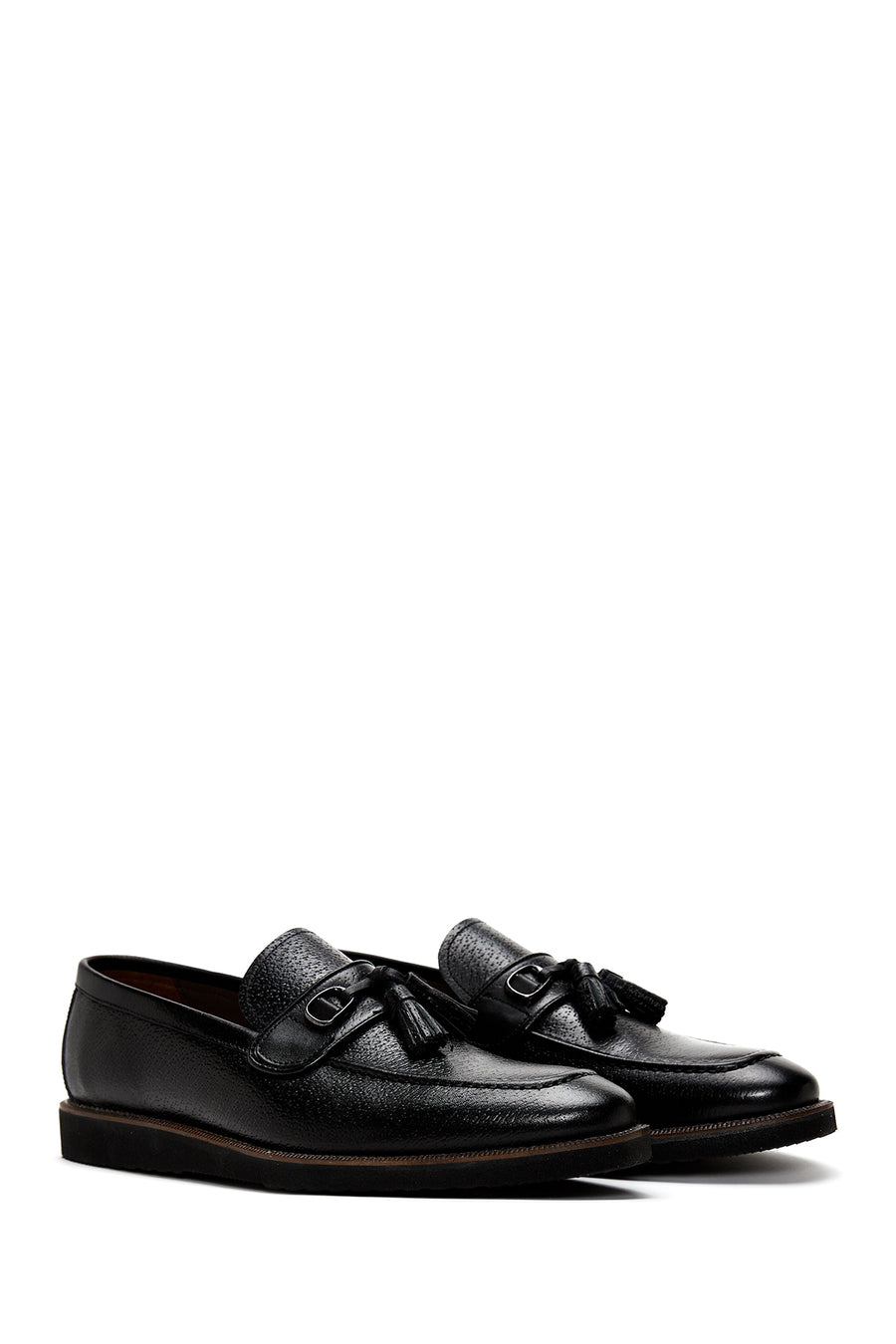 Erkek Siyah Deri Baskılı Casual Loafer