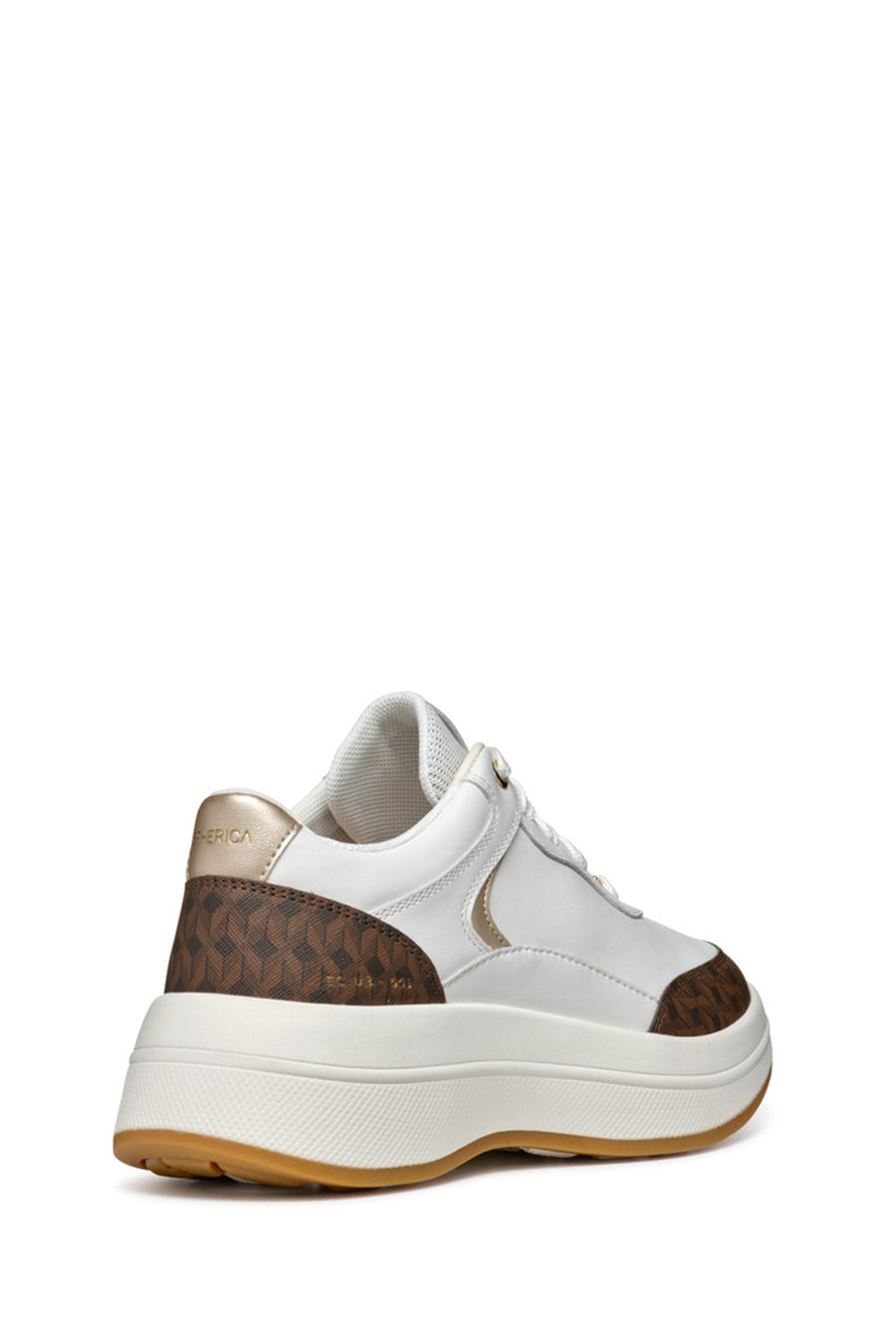 Geox Woman White Thick Sole Lace Up Leather Sneakers