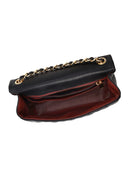 Woman Black Quilted Crossbody Bag with Chain Strap | Derimod