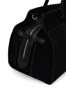 Women's Black Long Strap Suede Shoulder Bag with Accessories | Derimod