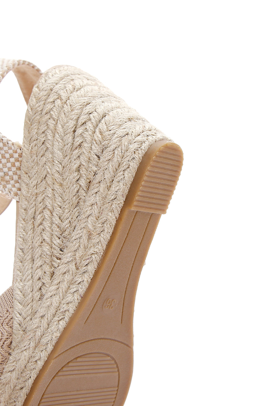Women's Beige Ankle Strap Wedge Heeled Espadrille