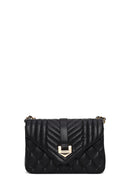 Woman Black Quilted Crossbody Bag with Chain Strap | Derimod