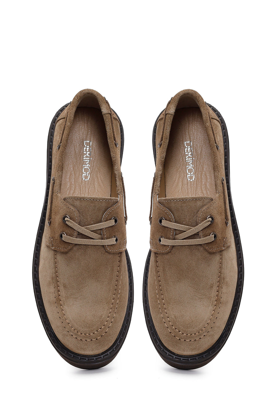 Woman Walnut Lace-Up Thick-Soled Suede Casual Shoes