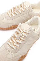 Women's Cream Lace-Up Leather Sneakers | Derimod