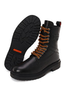 Harley Davidson Male Black Coro Zip Closure Leather Combat Boots | Derimod