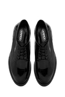 Women's Black Lace-Up Patent Leather Masculine Shoes | Derimod