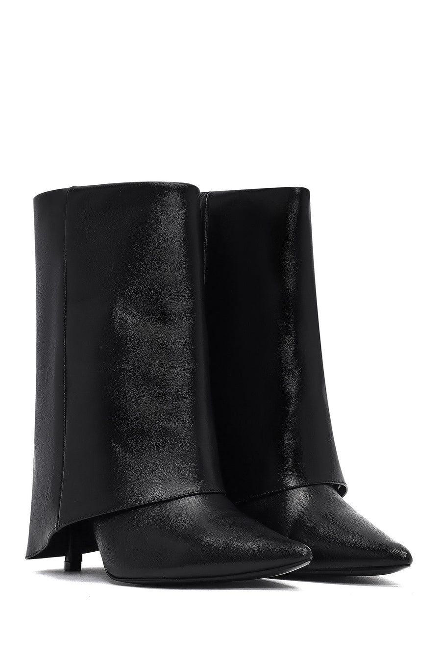 Woman Black Stiletto Heels Leather Boat