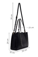 Woman Black Long-Strap Patterned Shoulder Bag | Derimod