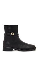 Women's Black Zippered Leather Boots | Derimod