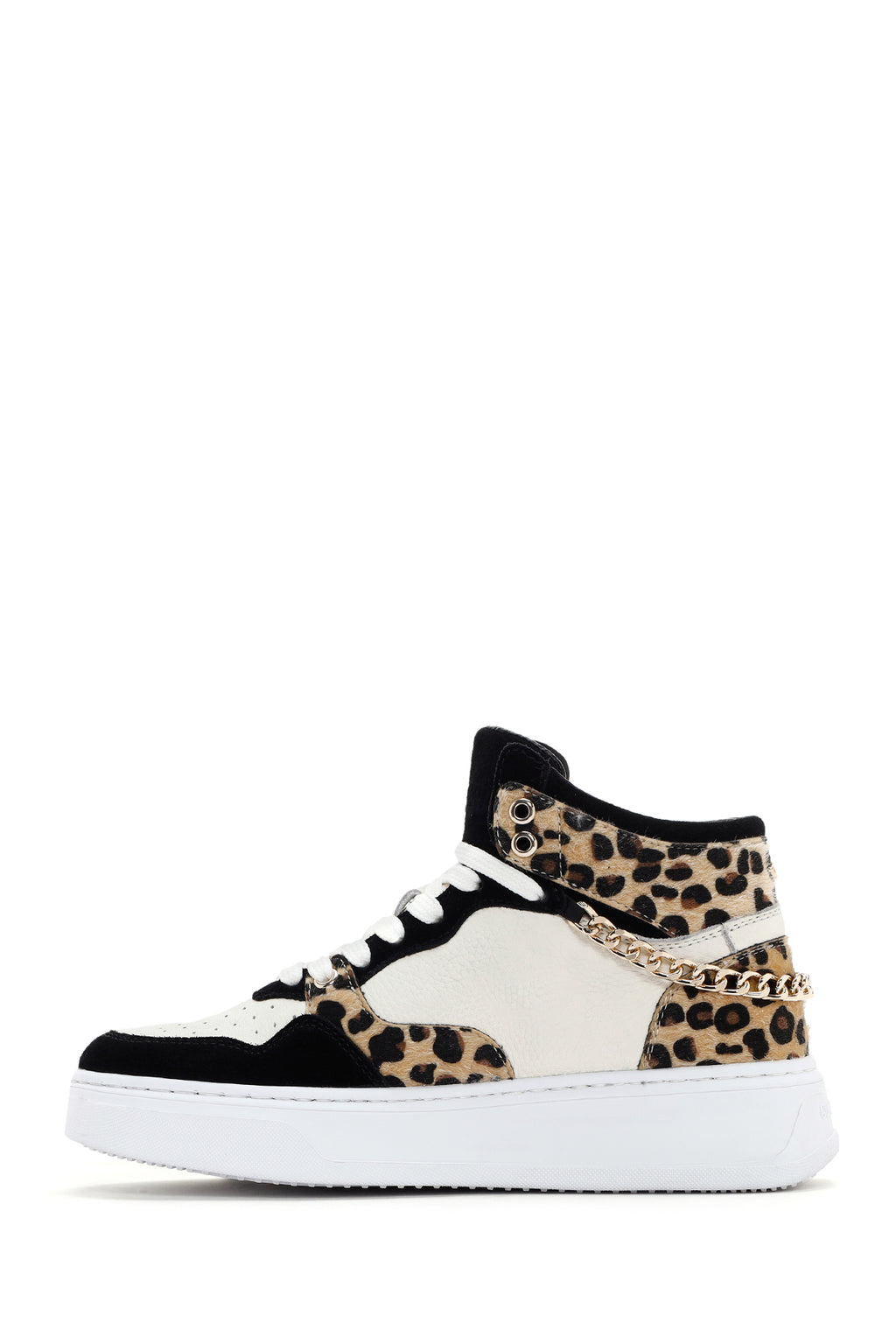 Alberto Guardiani Kadın Siyah Beyaz Leopar Deri Kalın Tabanlı Bilekli Sneaker