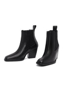 Women's Black Thick Heeled Leather Chelsea Boot | Derimod