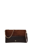 Woman Brown Chain Strap Braided Clutch Bag | Derimod