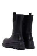 Woman Black Zippered Thick Sole Leather Boat | Derimod