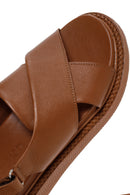 Women's Tan Strap Leather Comfort Sandals | Derimod